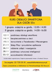 Powiększ. Kurs obsługi smartfona - plakat. Alternatywa tekstowa w artykule