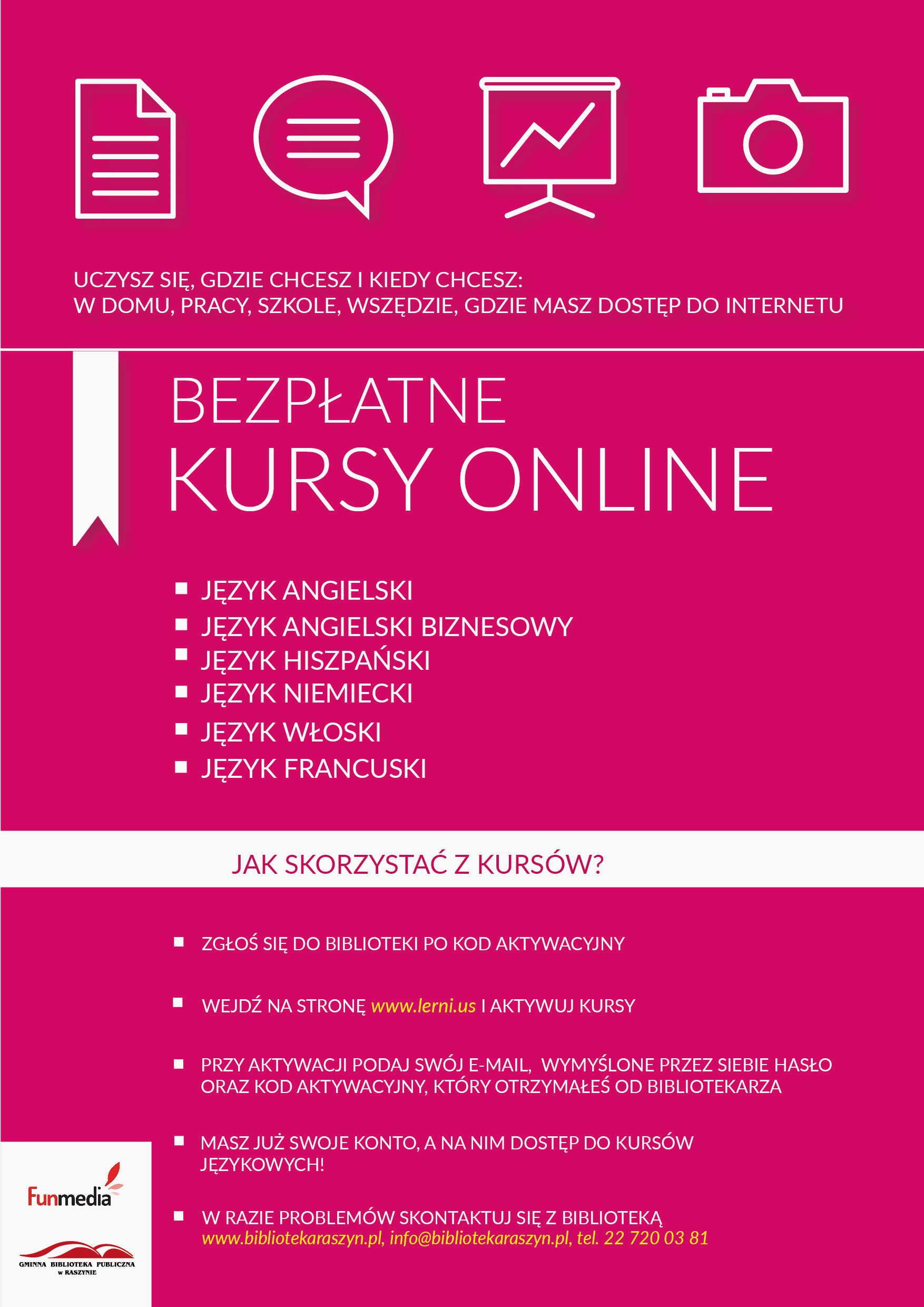 Kursy online językowe - plakat