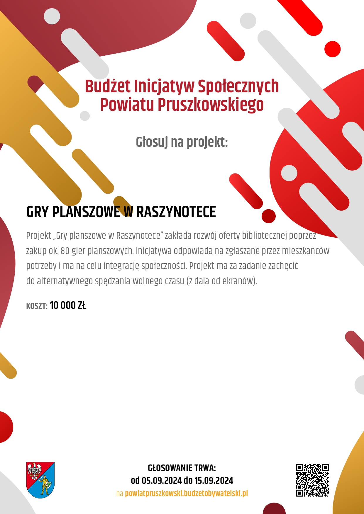 Powiększ. Głosuj na projekt Gry planszowe w Raszynotece w Budżecie Inicjatyw Społecznych Powiatu Pruszkowskiego. Alternatywa tekstowa w artykule