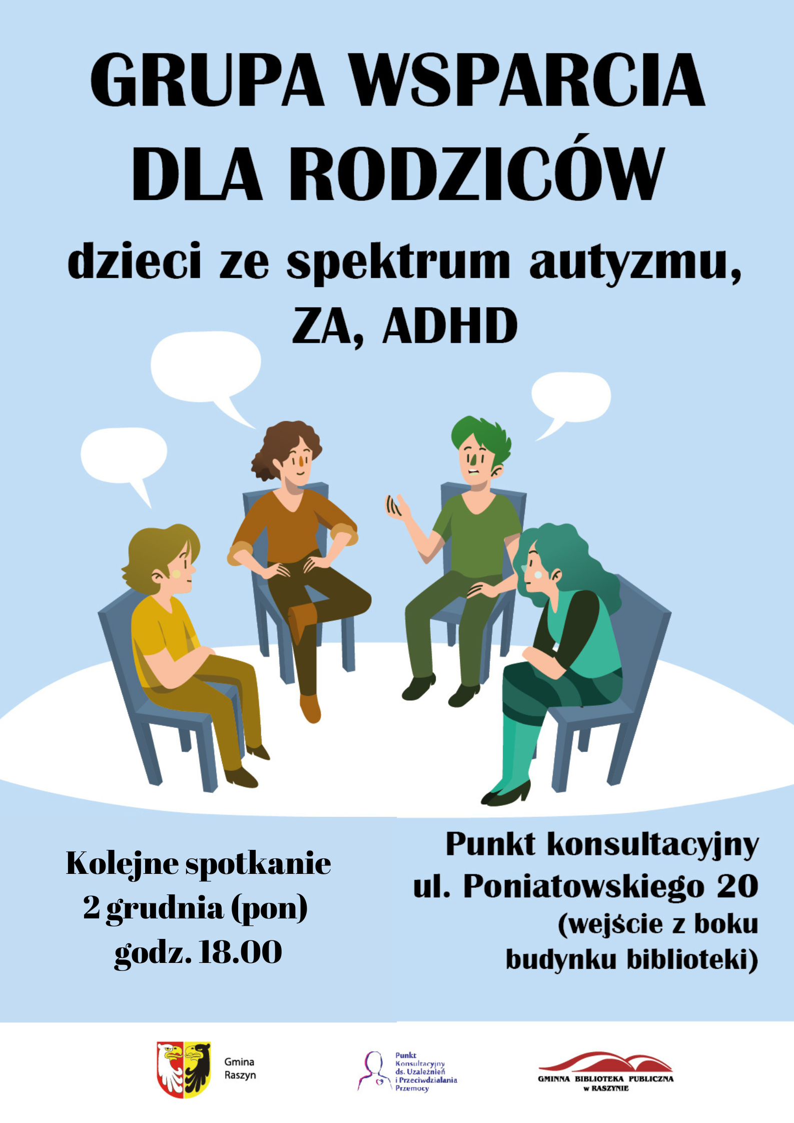 Grupa wsparcia dla rodziców dzieci ze spektrum autyzmu, ZA, ADHD - alternatywa tekstowa w artykule