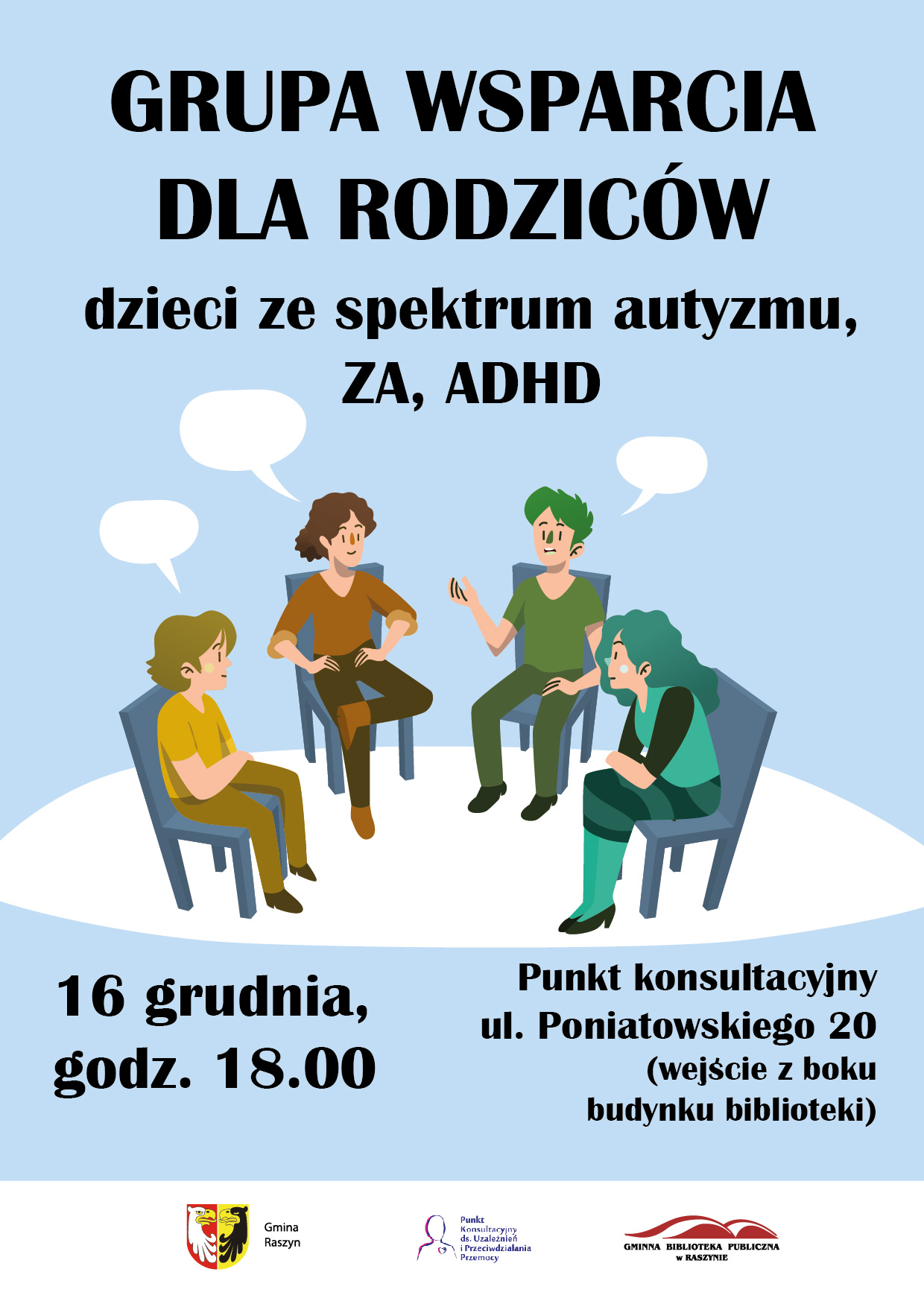 Grupa wsparcia dla rodziców dzieci ze spektrum autyzmu, ZA, ADHD - alternatywa tekstowa w artykule