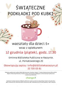 Powiększ. Warsztaty świąteczne -podkładki pod kubki. Alternatywa tekstowa w artykule