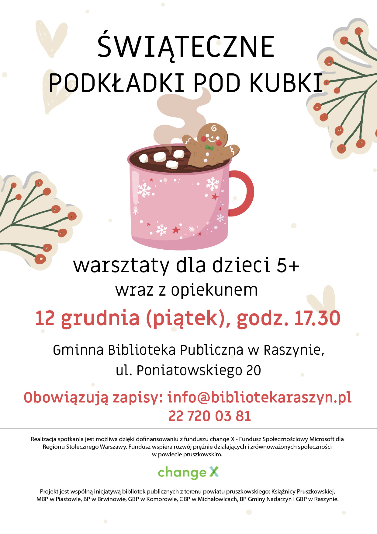 Powiększ. Warsztaty świąteczne -podkładki pod kubki. Alternatywa tekstowa w artykule